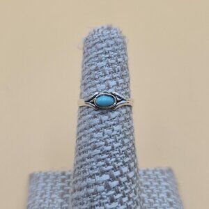 Size 5 Sterling Silver Dainty Blue Stone Band Ring A5716